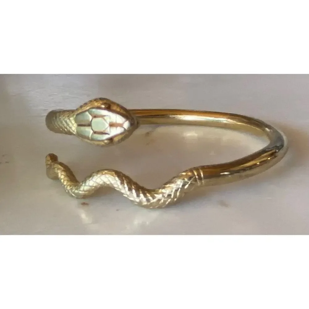 Vintage 1992 MMA 24K Gold Plated Snake Bracelet - Serpent - Metropolitan Museum